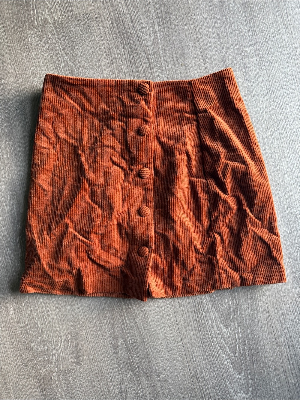 Lulu's Rust Orange Corduroy Button Mini Skirt